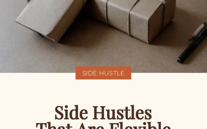 Brown paper parcels and packing supplies on a wooden table, illustrating flexible and profitable side hustles